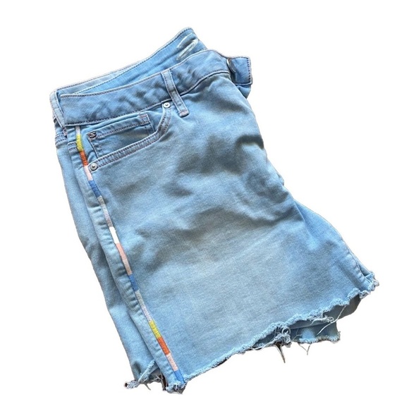 Seven7 Distressed Denim Blue Women's Shorts - Picture 3 of 8